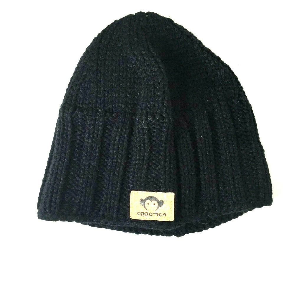 Appaman Kids Rocky Hat Black Soft Cable Knit Size Large 5-7 Years Old NWT‎ $28